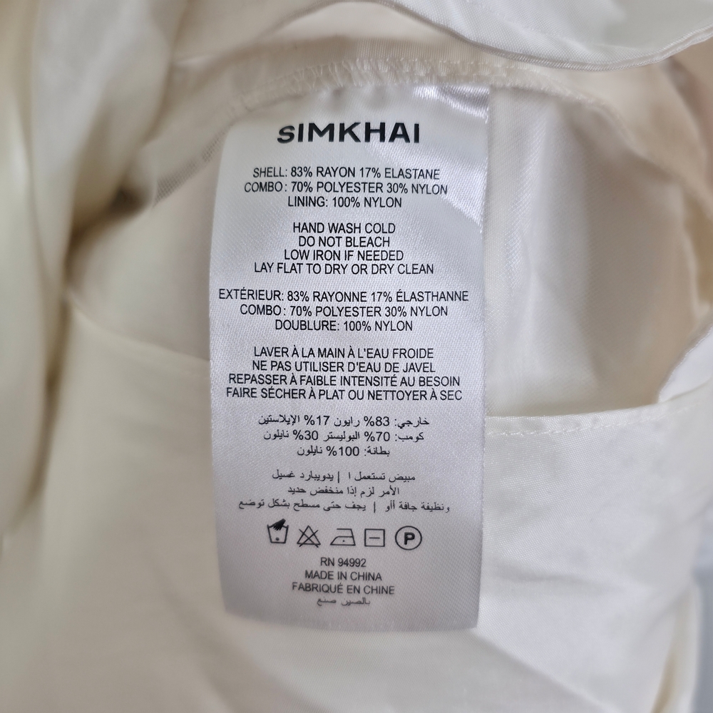 Simkhai Kenlie Midi Dress Black White Ribbed Knit Taffeta Bubble Hem Size S - Picture 9 of 12